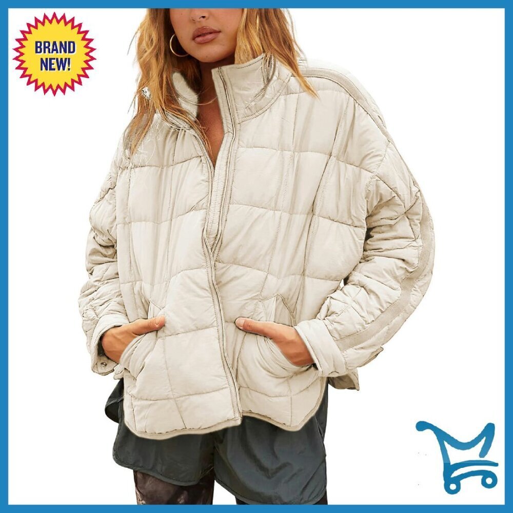 Oversized Quilted Puffer Jacket Lightweight Casual Boyfriend Style
